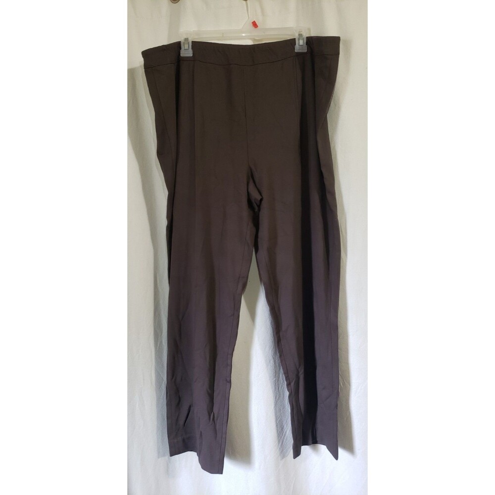 Soft Surroundings Women's 2X Brown Stretch Knit Pants Front Seam Straight Leg